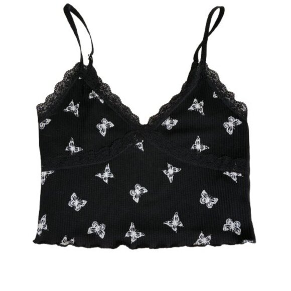 Divided Y2K Style Babydoll Butterfly Print Crop Size Small - Picture 1 of 8